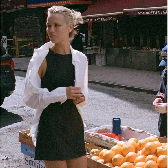 NWT Après Studio Brown Herringbone Pinafore Mini Dress Size S - Picture 2 of 11